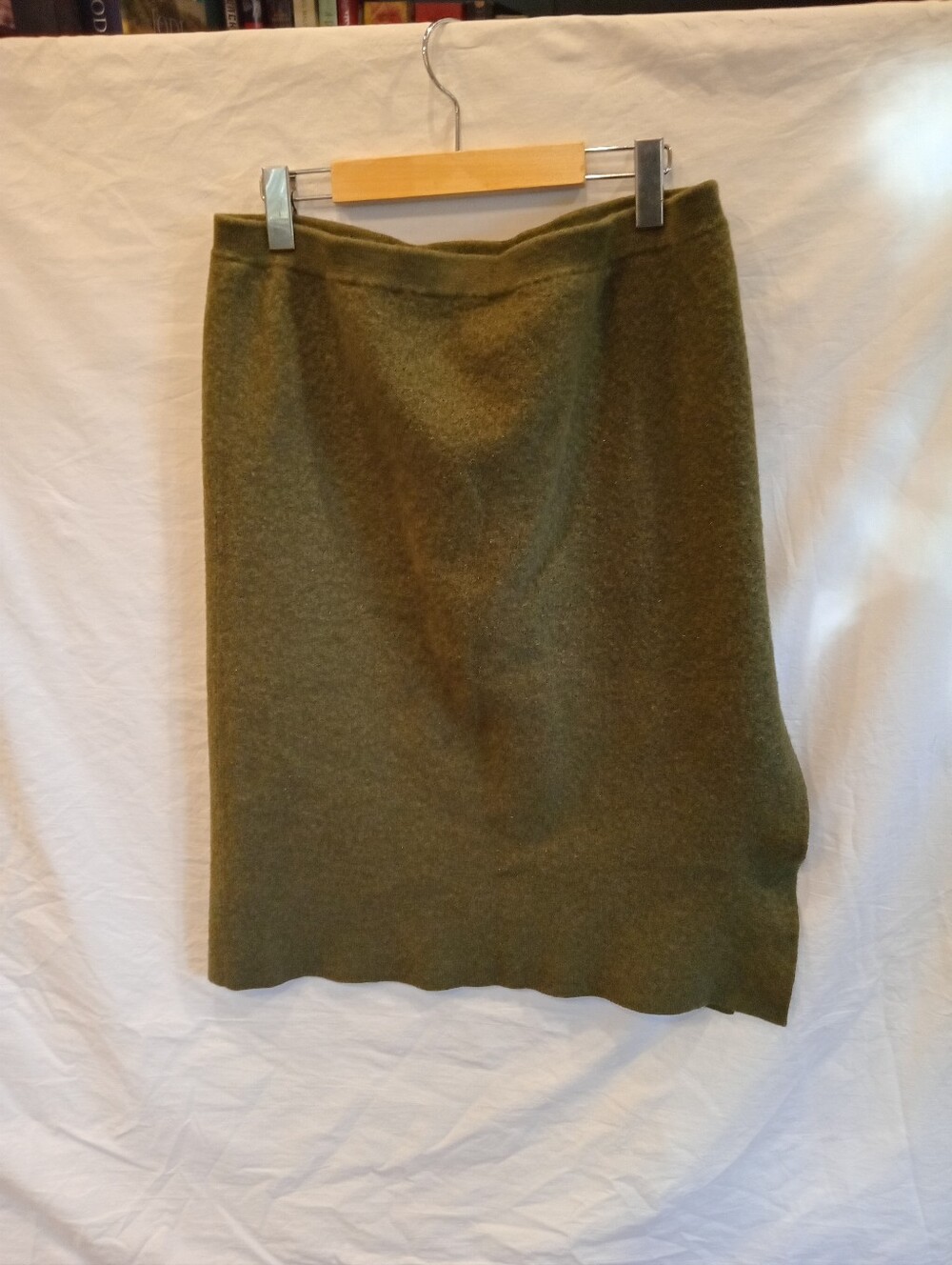 Vintage Lord & Taylor Italian Merino Wool Knit Pencil Skirt Olive Green 1X